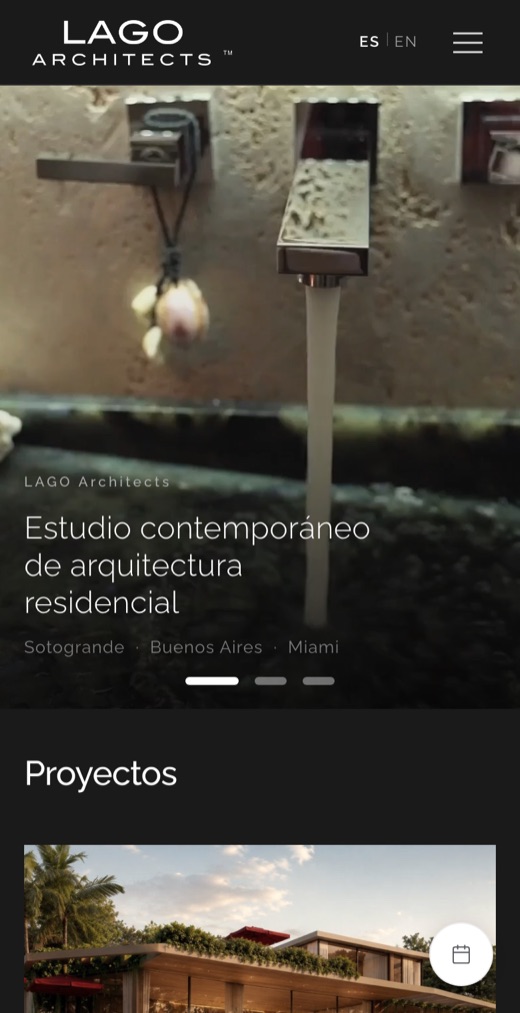Lago Architects: portada en móvil